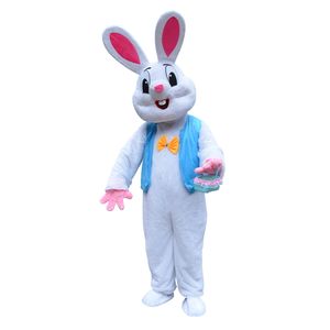 Beyaz Paskalya Bunny Bugs Maskot Kostüm Jackrabbit Hare Lepus Uzun Pembe Kulakları ile Karikatür Yelek Tavşan Cadılar Bayramı Noel