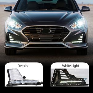 2 ADET Araba Gündüz Koşu Işık DRL LED Gündüz Sis Lambası Hyundai Sonata 2018 2019 2020 Beyaz LED Foglight