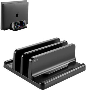 FASHION Dual-Slot Vertical Laptop Stand Holder with Adjustable Dock Size ,Space-Saving MacBook Stand and Fits All MacBook, Surface, Chromebook and Gaming Laptops