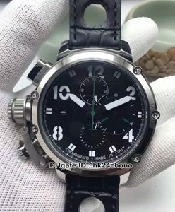 Vendi nuovi orologi U51 U-51 50mm Cronografo al quarzo Orologio da uomo Quadrante nero Cinturino in pelle Chimera 7474 Orologi da polso sportivi da uomo economici di alta qualità