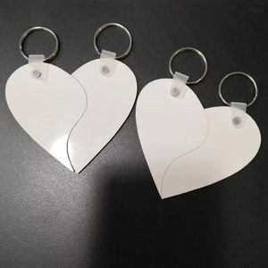 Portachiavi vuoti in stock per sublimazione Mdf Cuore Portachiavi rotondo vuoto Stampa a trasferimento a caldo Anello Gioielli Materiale di consumo Xu Bomboniera