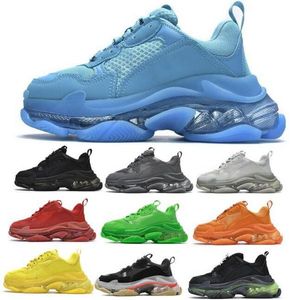 Designer Laufschuhe für Männer Frauen Triple S Sneakers Mode Neon Blue Clear Clear Sohle türkis schwarzes Luftkissen 2024 Mann Frau Sport Triple-S Trainer