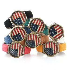 Американский флаг США унисекс мужские часы кожаные кольца аналоговые модные запястья кварцевые часы роскошные часы наручные часы подарочные материалы