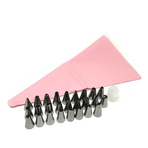 26pcs/set silikon pasta çanta uçları mutfak aletleri Diy buzlanma boruları krem ​​yeniden kullanılabilir torbalar 24 nozul kek dekorasyon aracı wvt0456