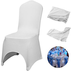 Vevor Beyaz Sandalye 50/100/150pcs Stretch Polyester Spandeks Slipcovers Ziyafet Yemek Partisi Düğün Süslemeleri 201120