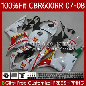 Honda CBR 600CC 600 RR CC F5 600F5 için Enjeksiyon Kalıp F5 600F5 Beyaz Kırmızı 2007 2008 Vücut 70NO.88 CBR-600 CBR600 RR CBR 600RR 07-08 CBR600F5 CBR600RR 07 08 OEM Karoseri