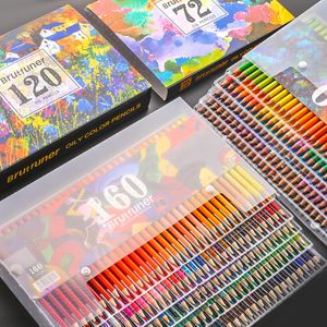 Profesyonel Yağ Renkli Kalemler Set 48/160 Renkler Sanatçı Boyama Çizim Renkli Kalem Çocuklar Için Öğrenci Okul Sanat Malzemeleri Y200709