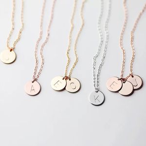 Mektuplar Disk Kolye El Yapımı Gül Altın Gerdanlık 10mm Kolye Kolye Collares Takı Riverdale 925 Ayar Gümüş Collier Femme Q0531