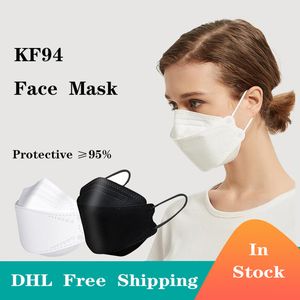 Máscaras faciais descartáveis protetoras em estoque 10 pçs/lote Máscara KF-94 de 4 camadas DHL Entrega rápida gratuita