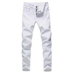 Мужские эластичные джинсы, модные белые джинсовые брюки для мужчин, весенние и осенние брюки в стиле ретро, повседневные размеры 28-42