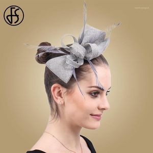 FS Vintage Beyaz Düğün Fascinator Şapka Kadınlar Zarif Bayanlar Şapkalar Parti Saç Aksesuarları Örgün Elbise Headdress1