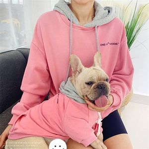 Winter Pet Dog Clothes Owner-Pet Clothing for Dogs Hoodie Warm Pet Matching Clothes for Dog Coat Jacket French Bulldog Costume LJ201130