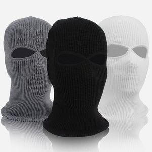 Beanies Unisex 2-Hole Knitted Ski Mask Balaclava Hat Winter Solid Color Full Face Cover Neck Gaiter Outdoor Windproof Beanie Cap1