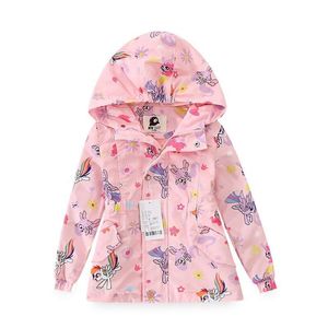 Children Spring jackets Girls Unciorn Windbreaker Kids Hooded Fleece Rain Coats Water Proof Outfits Teeangers Girl Blazer 201104
