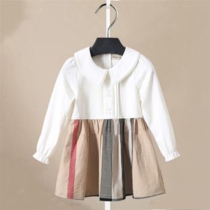 1-5years Sonbahar Kız Elbise Pamuk Uzun Kollu Çocuk Elbise Marka Baskı Çocuklar Kızlar için Elbiseler Moda Kız Giyim 211224