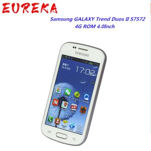 Orijinal Yenilenmiş Samsung Galaxy Trend Duos II S7572 3G WCDMA Cep Telefonları 4G ROM 4.0 inç Unlocked Wi-Fi 802.11 Mikrousb 2.0
