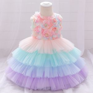 2021 Noel Petal Yürümeye Başlayan Bebek Kız Bebek Giyim Için 1. Doğum Günü Elbise Kek Tutu Elbise Prenses Elbiseler Parti Ve Düğün F1230