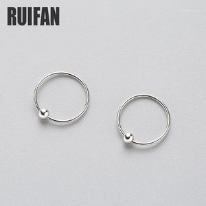 Stud Ruifan 3 Boyutlar Yuvarlak Boncuk 925 STERLING Gümüş Küpe Kadınlar için Minimalist Kulak Çemberleri Güzel Takı Hediyesi Yea3951