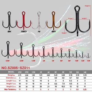 Рыбалка крючки высокая стальная углеродный материал 2 # -10 # черный красный крюк с 6 цветами перьев круглый сложенный соленый бас