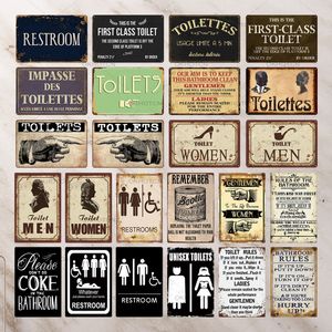 Komik Tuvalet Kuralları İmzalar Plak Modern Metal Boyama Vintage Banyo Metal İşaret Teneke İşaret Tuvalet Banyo Tuvalet Şık Modern Resim