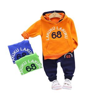 Toddler Pamuk Eşofman Sonbahar Bebek Kapşonlu Ceket Setleri Çocuk Erkek Kız Karikatür Giysileri Moda Çocuk Hoodies Pantolon / Set LJ201202