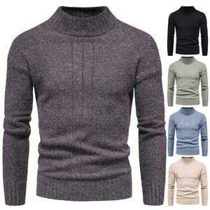Suéter dos homens Primavera Outono Mens Camisola Pullover Semi Turtleneck Top Homens Roupas 2021 Moda Estilo Casual Preto