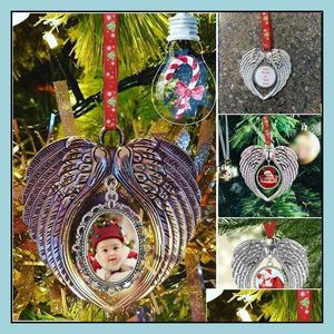 Weihnachtsdekorationen Festliche Partei liefert Hausgarten Sublimation Ornament Angel Wings Shape Leere Transferdrucken Verbrauchsmaterialien