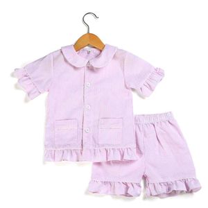 2020 Yaz Bahar Çocuk Pijama Setleri% 100 Pamuk Seerucker PJS Toddler Sweetwear Kızlar Erkek Slicare