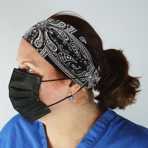 Baskı Maske Kafa Bandı Düğme Pamuk Geçiş Anti-Saç Bant Maskeleri Başörtüsü Yumuşak Yoga Spor Saç Bandı Toptan