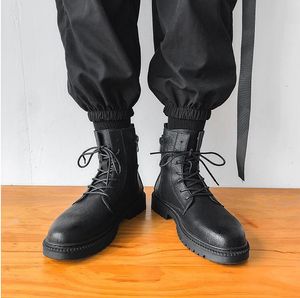 Erkekler Botlar Kış Lterther Bediates Yumuşak Yan Fermuar Yüksek Üst Soğuk Siyah Erkek Boot Moda Motosiklet Stil Boyutu 40-45 06