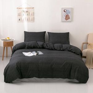 Yatak takımları klasik siyah set nordic çift ikiz yatak örtüsü kapak ev dekor yatak keten yatak klothes yetişkin yataklar 1