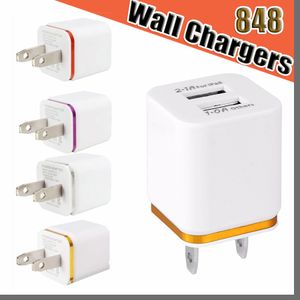 848D Высококачественные настенные зарядные устройства 5V 2.1 1A US Plug USB-адаптер зарядного устройства Универсальный адаптер переменного тока для смартфона Samsung Galaxy HTC