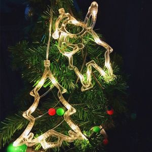 Рождественские украшения света Светодиодные чашки оленя колокольчики сосны звезды луна окна праздничные украшения