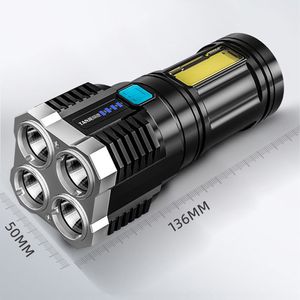 Четырехъядерный яркий светодиодный фонарик тактический горелка USB аккумуляторная водонепроницаемая лампа ультра яркий фонарь кемпинг 4 ядро