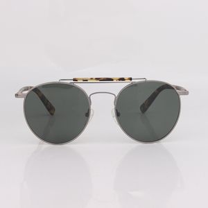 Круглый металл Sunglasse для мужчин Двойной бар черепаха Темпл мода круглые солнцезащитные очки женщины