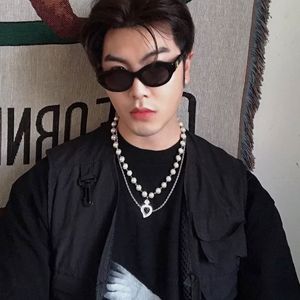 Ins Hip Hop Wu Yifan Zhang Yixing Aynı Radiant Kalp Kolye Retro Doğal Inci Kolye Klavikula Zinciri Kadın Erkek Takı Parti Hediyeler