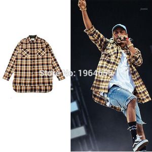 Camicie casual da uomo All'ingrosso- S-XL Abbigliamento da uomo Abiti da club Flanella Camicia a maniche lunghe coreana in oro coreano Abito autunnale unico Abbigliamento in tartan di marca