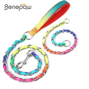 Beneapaw Rainbow Holving Holving Набор крепких нержавеющей стали P Choke Metal Chain Pet Teash для маленьких средних больших собак обучение LJ201111