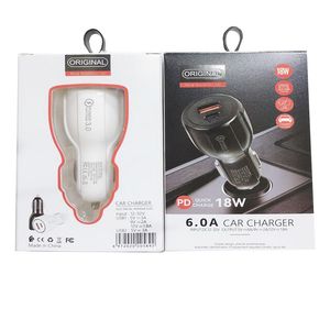 Caricabatteria USB per auto 5A Tipo C PD + QC 30W Adattatore per telefono a ricarica rapida per IPhone 13 12 11 Pro Max Xiaomi Samsung Accendisigari con scatola al minuto