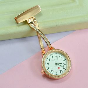 Новый брелок, кварцевая брошь, подвесные часы на булавке для медсестры, модные роскошные часы с кристаллами для мужчин и женщин, унисекс, полностью стальные карманные часы для медсестры