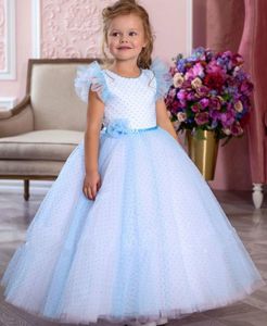 Ucuz Basit 2020 Çiçek Kız Elbise Balo Boncuklu Küçük Kız Gelinlik Ucuz Communion Pageant Elbiseler Abiye