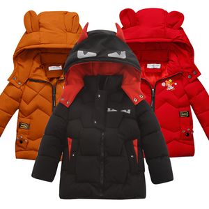 модная зимняя куртка для мальчиков, новое детское пальто, зимняя куртка для мальчиков с рисунком медведя, теплая детская хлопковая куртка с капюшоном LJ200828