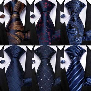 Классический военно-морской синий мужской галстук полосатый Пейсли цветочные галстуки карманные квадратные запонки бизнес галстук набор галстук подарок для мужчин dibange y1229