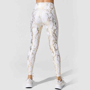 Yılan Parlak Tayt Fitness Spor Kadın için Tayt 2022 Spor Kadın Spor Yüksek Bel Yoga Pantolon Leggins Mujer Beyaz Lycra XL H1221