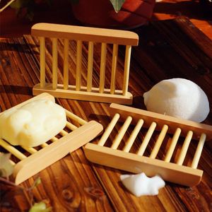 Wooden Soap Dishes Natural Bamboo Wood Soap Tray Holder Storage Soap Rack Plate Box Container Shower Accessories Bathroom Supplies YG861