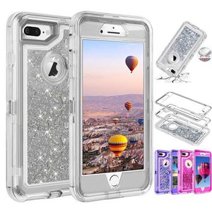 Bling Crystal Liquid Glitter 360 Protect Designer Phone Cases Roboter stoßfeste Rückseite für das neue iPhone 13 12 11 Pro Max 8 7 6S Plus