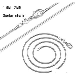 Цепи ожерелья подвески ювелирные изделия 1 мм 2 мм 925 стерлинговой змее