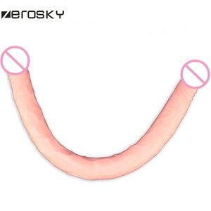 Zerosky Flexibler Doppeldildo, 57 cm langer Doppeldildo Dong Penis Lesben Dual Penis Doppelpenetrationsdildos für Schwule Y200422