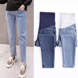 Pregnancy Abdominal Pants Jeans Maternity Pants For Pregnant Women Clothes High Waist Trousers Loose Denim Jeans LJ201114