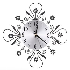 Avrupa moda duvar saati demir sanat 3D duvar saati elmas çiçek oturma odası yatak odası dilsiz metal duvar saati doğrudan satış LJ201204